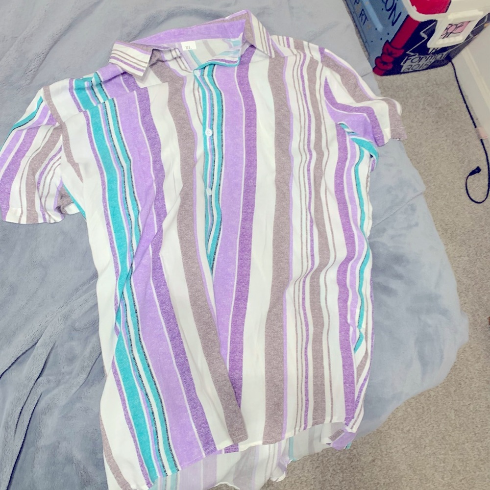 Purple striped button down shirt
